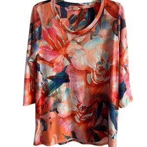 Soft Surroundings Sahara crewneck tunic top 3/4 sleeves Large